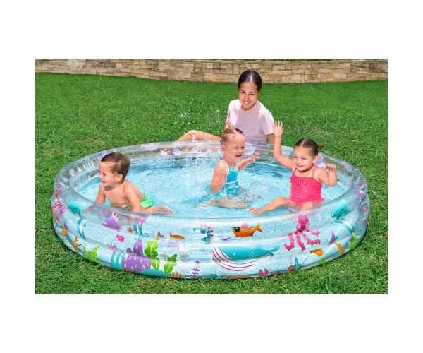 Bestway: Proziran bazen s tri prstena s motivom morskog svijeta, 183 x 33 cm