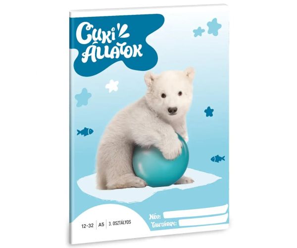 Ars Una: Slatke životinje - Polarni medvjed, bilježnica s crtama za 3. razred, A/5