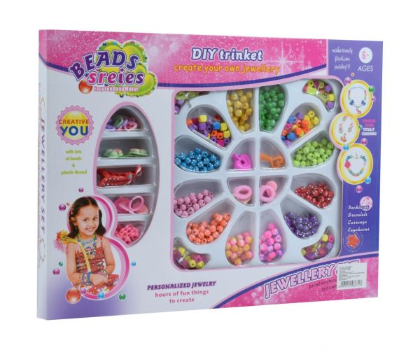 Beads Series: Set za izradu nakita s perlicama, gumicom za kosu i kopčom za kosu s više od 500 perli