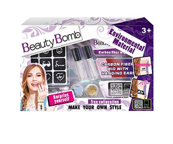 Beauty Bomb Teen set svjetlucave šminke sa šarenim kopčama za kosu