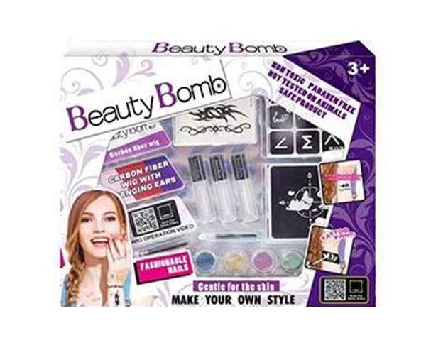 Beauty Bomb Tini veliki svjetlucavi set šminke sa šarenim kopčama za kosu