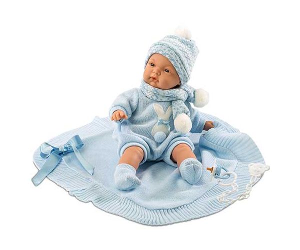 Beba s pokrivačem s mašnicom - dečko - 38cm