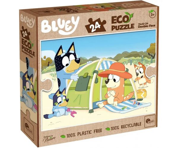 Bluey nyaraláson 2 az 1-ben 24db-os Eco maxi puzzle és színező 70x50cm - Lisciani