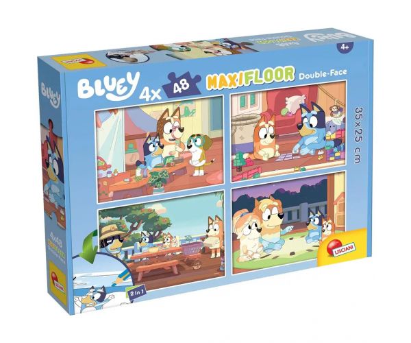 Bluey és barátai 2 az 1-ben 4x48db-os maxi padló puzzle és színező 35x25cm - Lisciani