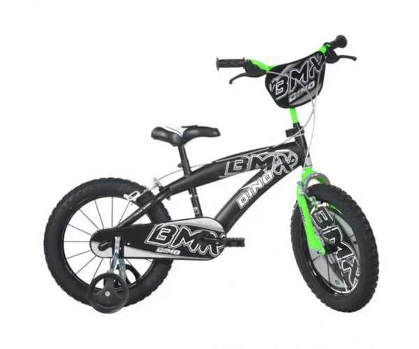 BMX fekete-zöld gyerek bicikli 14-es méretben - Dino Bikes kerékpár
