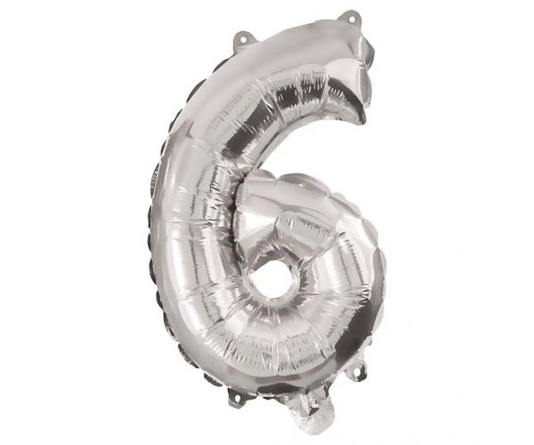 Számos fólia lufi ezüst színben – 6-os szám 86cm