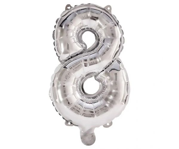 Számos fólia lufi ezüst színben – 8-as szám 86cm