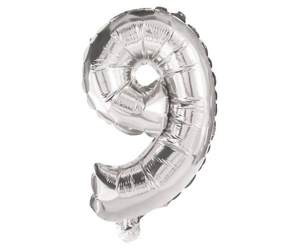 Számos fólia lufi ezüst színben – 9-es szám 86cm