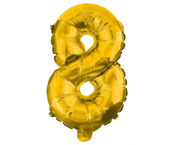 Számos fólia lufi arany színben – 8-as szám 86cm