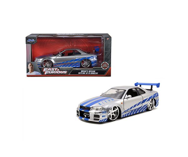 Halálos iramban: Brian's 2002 Nissan Skyline GT-R (BNR34) autómodell 1/24 - Simba Toys