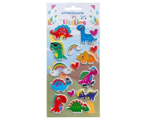 The Littlies: Set 3D pufastihova naljepnica s uzorkom dinosaura 10x22cm na listu