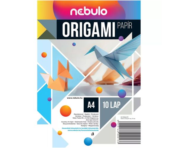 Nebulo: Origami papiri formata A/4, 10 komada, 80g