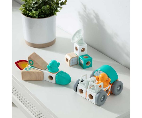 Melissa&Doug: Blockables - Drvena igračka set u svemiru - Spin master