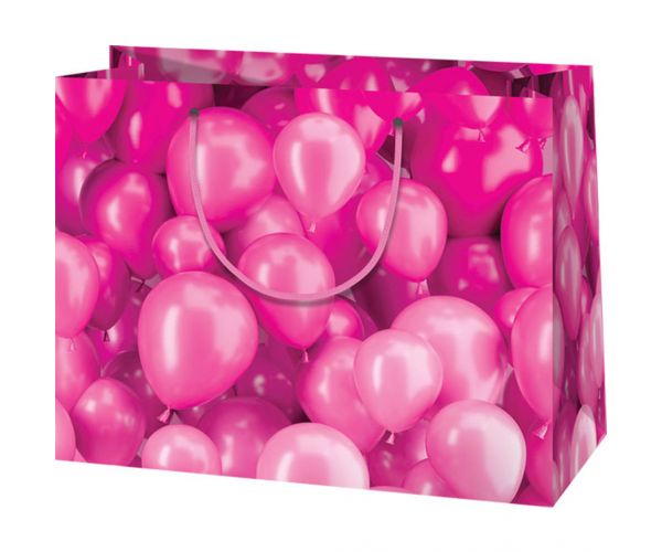 Cardex: Srednja poklon vrećica s ružičastim balonima 17x10x23cm
