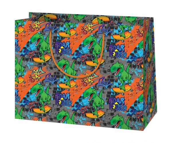 Cardex: Velika poklon vrećica za zabavu s dinosaurom na dasci, 26,7x13,7x33 cm