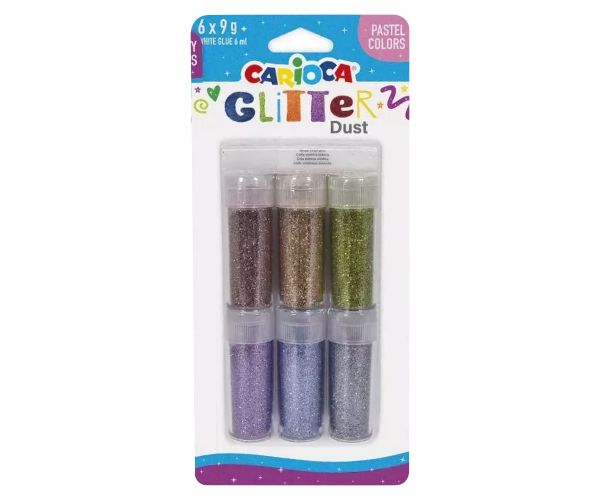 Carioca: Glitter Dust 6 kom sjajni set u tegli - Pastelne boje