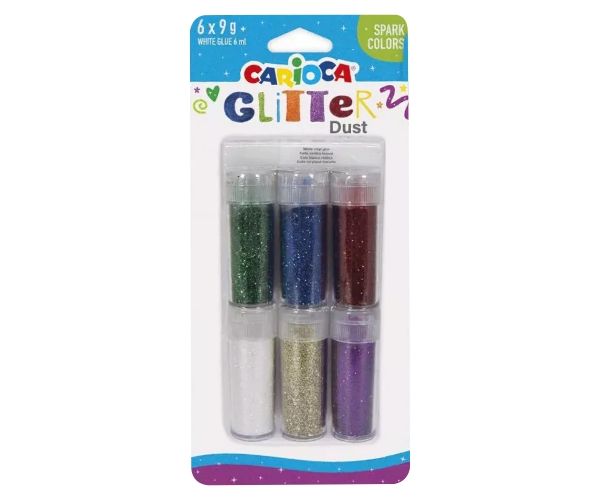 Carioca: Glitter Dust 6kom prah set - Jarke boje