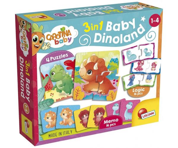 Carotina baby: Dinoland 3 az 1-ben memo, puzzle és párosító játék - Lisciani
