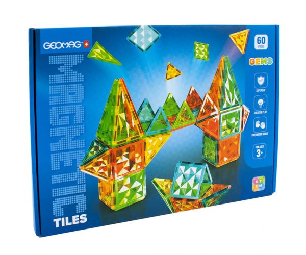 Geomag Magnetic Tiles Gems 60 komada magnetska građevinska igračka