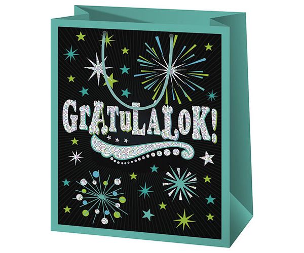 Čestitamo! Zelena ekskluzivna poklon vrećica normalne veličine 11x6x15cm