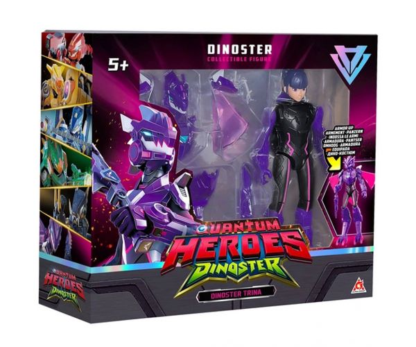 Quantum Heroes: Dinoster Trina akcijska figura s ljubičastim oklopom 20 cm