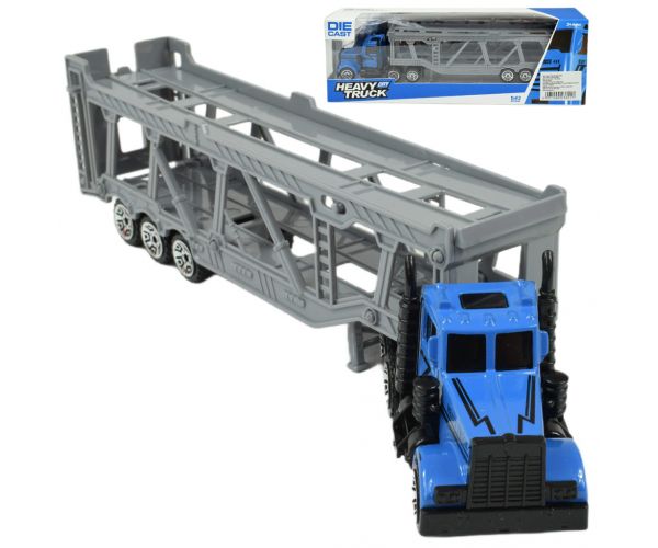 City Truck: Plavi auto-transporter crveni kamion 22cm
