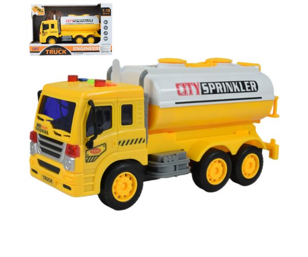 City Truck: Žuti kamion s cisternom sa svjetlom i zvukom 1/18