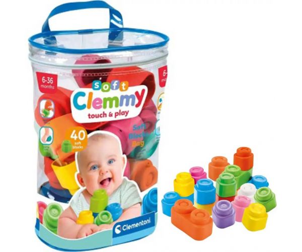 Clemmy: Puha színes építőkockák babáknak 40db-os szett - Clementoni