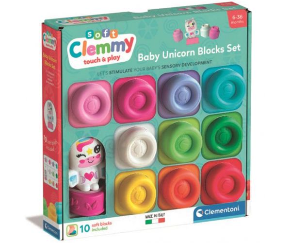 Clemmy: Színes puha építőkocka unikornis figurával 10db-os szett - Clementoni