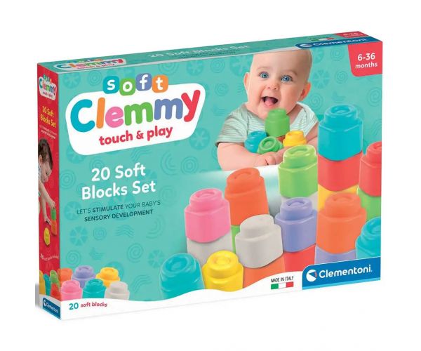Clemmy: Touch & Play puha színes építőkocka 20db-os szett - Clementoni