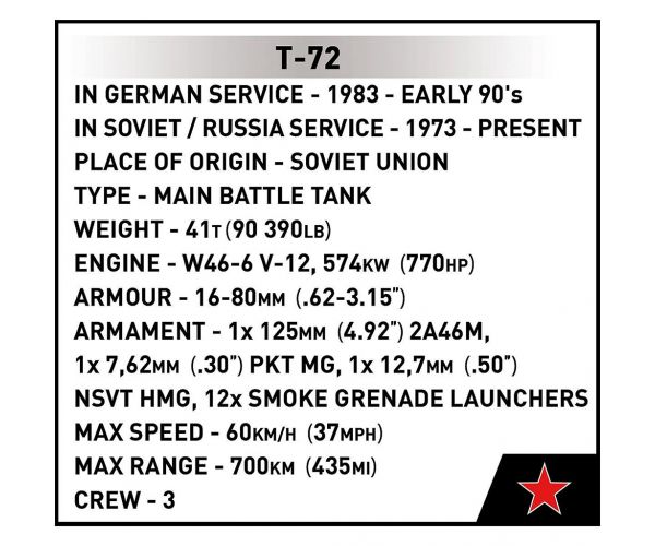 COBI: Armed Forces T-72 (Istočna Njemačka/Sovjetski) igračka za sastavljanje tenka (2625)