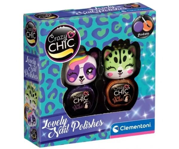 Crazy Chic: Lovely Nail körömlakk állatfigurás ecsetfejjel 2db-os szett - Clementoni