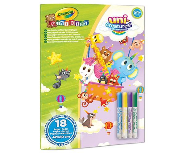 Crayola: MiniKids Divovski set za bojanje čarobnih životinja sa 4 flomastera