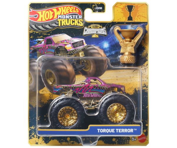 Hot Wheels Monster Trucks: Torque Terror pobjednički mali automobil s trofejem 1/64 – Mattel