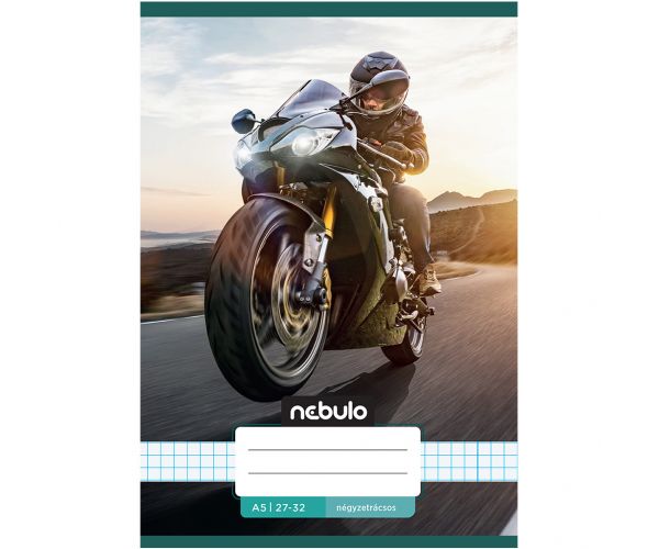 Nebulo: Šivana bilježnica s uzorkom trkaćeg motora, karirani, 27-32 A/5