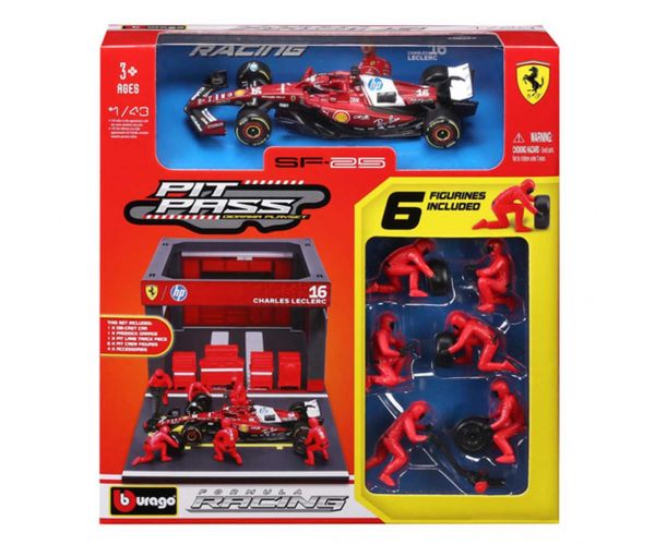 Bburago: F1 trkaći automobil - Ferrari SF-25 Pit / Charles Leclerc 1/43