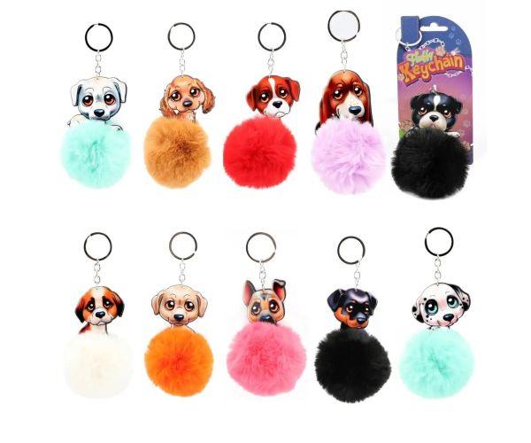 Fluffy Pom-Pom psić privjesci za ključeve u više varijanti 1 kom