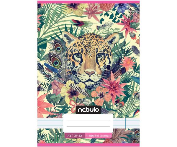 Nebulo: Spremana bilježnica s crtama za 4. razred s leopard uzorkom 21-32 A/5