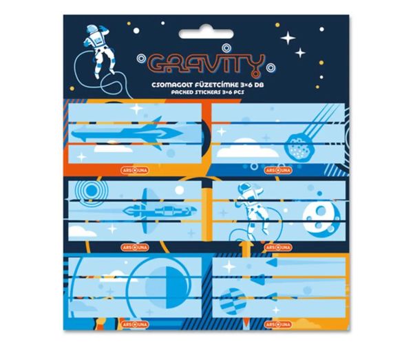 Ars Una: Paket naljepnica za sveske s uzorkom svemirskog broda Gravity, 3x6 komada