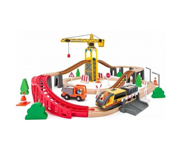 Drveni željeznički set s dizalicom - Woodyland