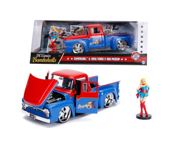 DC Comics Bombshells - Supergirl: 1956 Ford F-100 Pickup metalni auto model 1/24 - Simba Toys