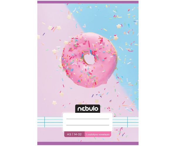 Nebulo: Spajalica bilježnica s crtama za 1. razred s uzorkom krofne, format A/5, 14-32