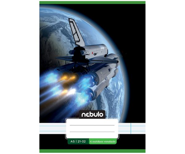 Nebulo: Spajalica bilježnica s crtama za 4. razred s motivom svemirskog šatla 21-32 A/5