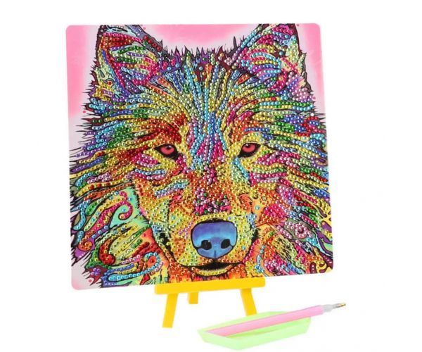 Gyémántszemes kirakó: Farkas gyémántfestő szett 20x20cm