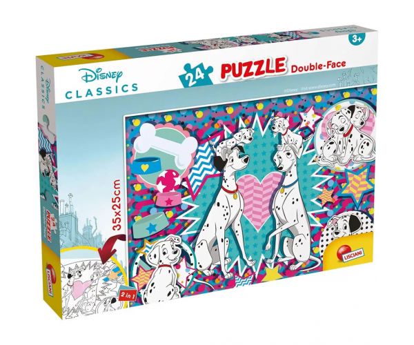 Disney 101 kiskutya 2 az 1-ben 24db-os puzzle és színező 35x25cm - Lisciani