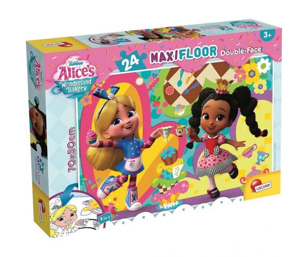 Disney Alice Csodaországban 2 az 1-ben maxi 24db-os puzzle és színező 70x50cm - Lisciani