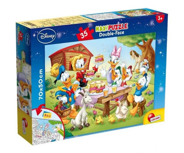 Disney Donald kacsa családja 2 az 1-ben maxi 35db-os puzzle és színező 70x50cm - Lisciani