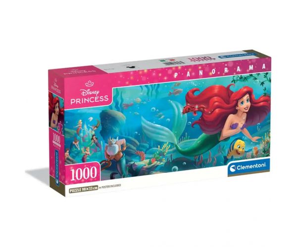 Disney - A kis hableány 1000db-os panoráma puzzle poszterrel - Clementoni