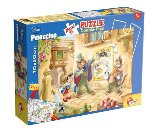Disney Pinokkió 2 az 1-ben maxi 35db-os puzzle és színező 70x50cm - Lisciani