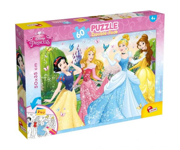 Disney Hercegnők 2 az 1-ben 60db-os puzzle és színező 50x35cm - Lisciani